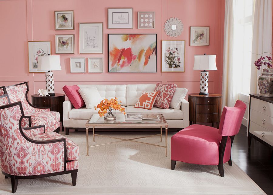 20 salas de estar rosadas con clase y alegre