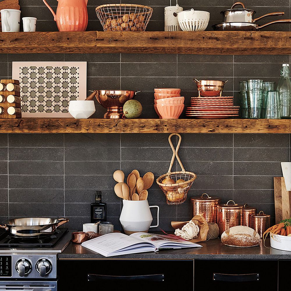 20 ideas de estanterías de cocina rústica con encanto resistente