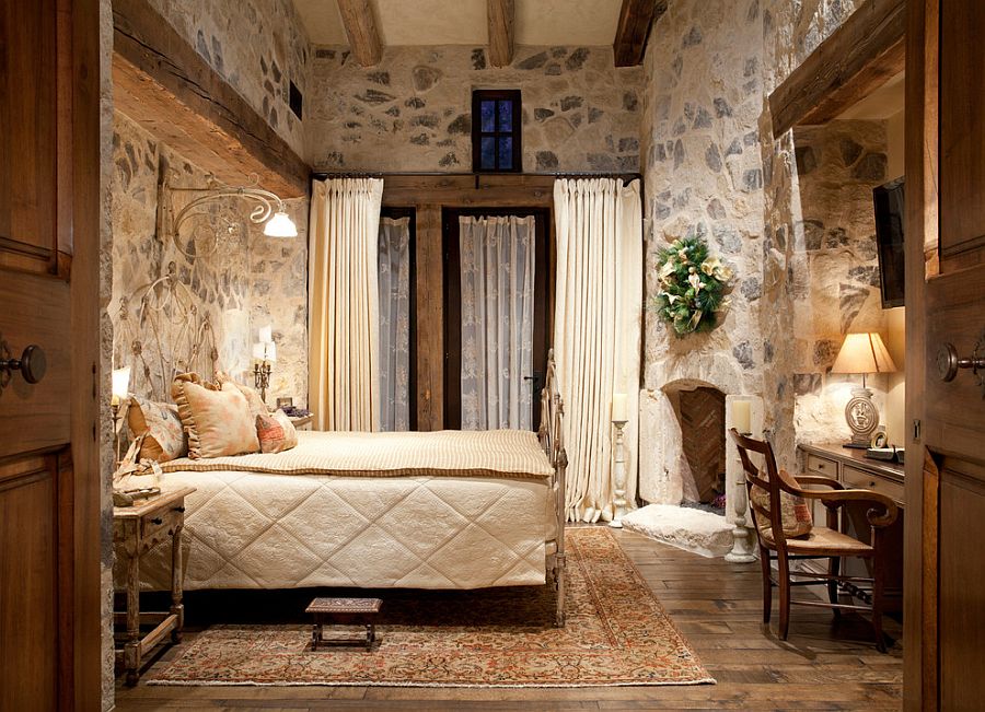 25 habitaciones que celebran el brillo textural de los muros de piedra