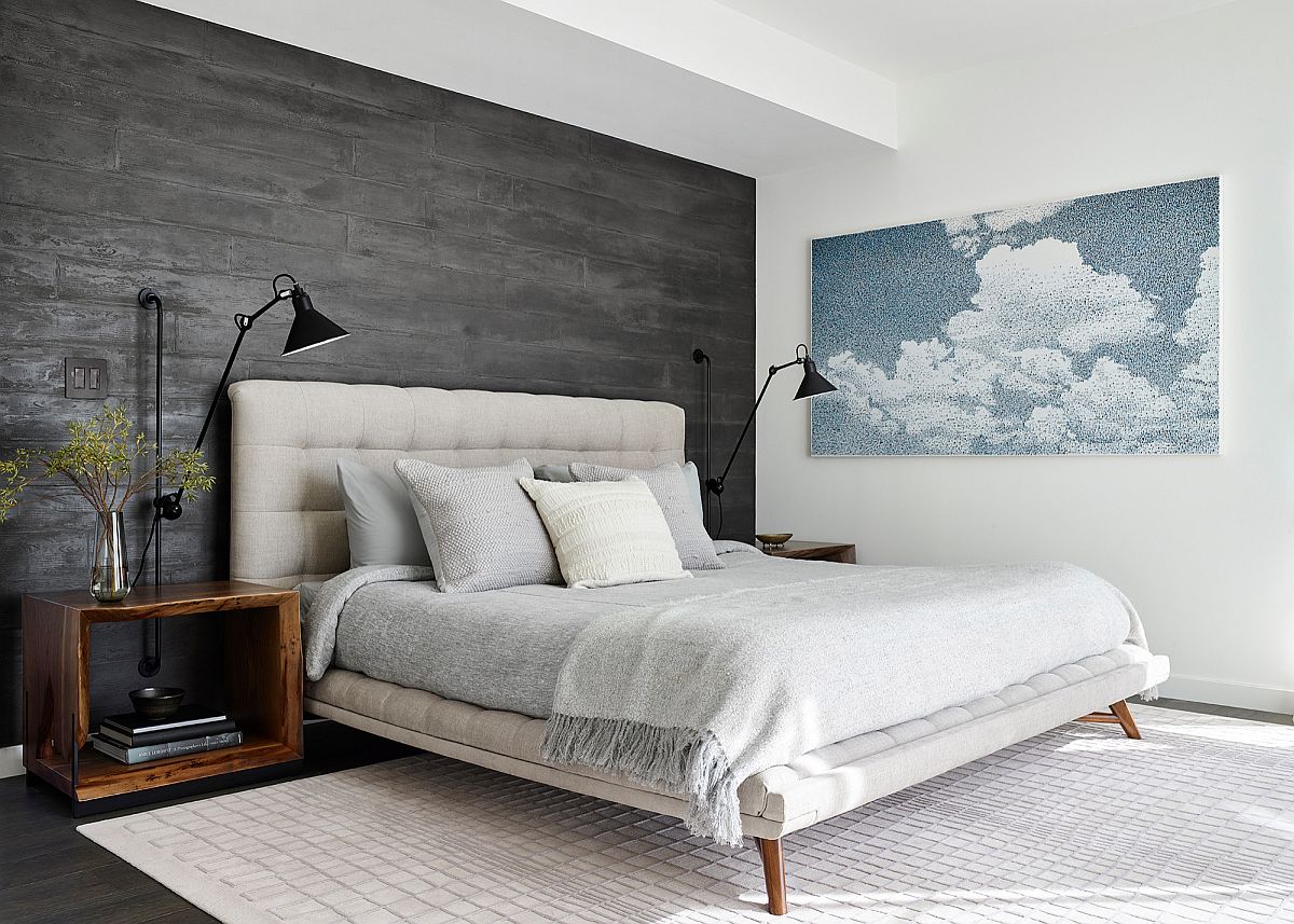 Dormitorios con paredes de acento gris: modernos y adaptables