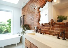 Resistente y deslumbrante: 25 baños con paredes de ladrillo
